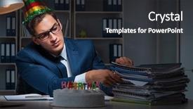  Presentation with celebrate office success - Audience pleasing theme consisting of angry mood giffs - man celebrating birthday backdrop and a  colored foreground