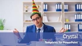  Presentation with celebrate office success - Amazing theme having angry mood giffs - man celebrating birthday backdrop and a ocean colored foreground
