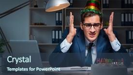  Presentation with celebrate office success - Colorful slide deck enhanced with angry mood giffs - man celebrating birthday backdrop and a ocean colored foreground