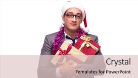  Presentation with collage of families celebrating christmas - Amazing theme having angry mood giffs - young businessman celebrating christmas backdrop and a  colored foreground