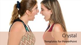  Presentation with angry teen - Slide deck featuring angry mother and her teenage background and a coral colored foreground