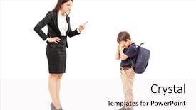  Presentation with angry - Beautiful presentation theme featuring angry mother disciplining her son backdrop and a white colored foreground