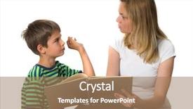  Presentation with teach - Presentation theme consisting of angry mother trying to teach background and a coral colored foreground