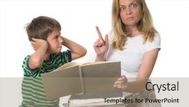  Presentation with teach - Colorful presentation theme enhanced with angry mother trying to teach backdrop and a coral colored foreground