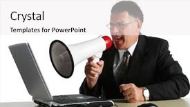  Presentation with acting - PPT theme with angry person - director acting as a dictator background and a white colored foreground