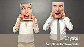  Presentation with man and woman divorce drawing - Presentation design with angry person - man and woman holding amazed background and a coral colored foreground