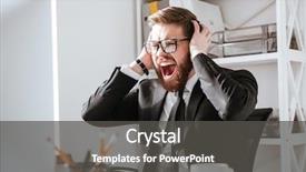  Presentation with angry - Presentation design featuring angry person - picture of screaming bearded businessman background and a dark gray colored foreground