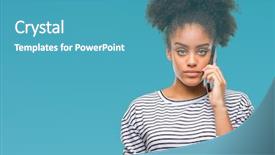  Presentation with american craftsmanship - Audience pleasing presentation consisting of angry person - young afro american woman talking backdrop and a  colored foreground