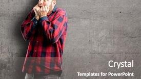  Presentation with panic - Audience pleasing presentation theme consisting of angry person - young handsome man terrified backdrop and a  colored foreground