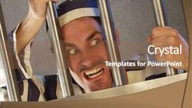  Presentation with prison bars - Amazing PPT theme having angry prisoner in a prison backdrop and a tawny brown colored foreground