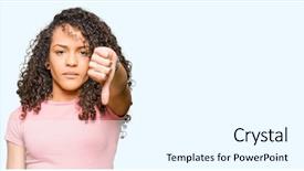  Presentation with curly hair - PPT theme enhanced with angry showing rejection and negative background and a  colored foreground