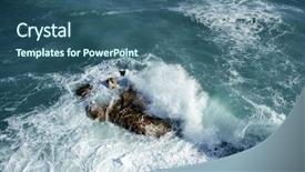  Presentation with stormy sea waves - PPT theme featuring angry stormy sea waves reaching background and a ocean colored foreground