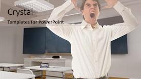  Presentation with behavior - Cool new PPT layouts with angry teacher in a classroom backdrop and a  colored foreground