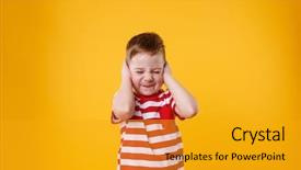  Presentation with rainbow over orad - Colorful presentation theme enhanced with angry unhappy irritated little boy backdrop and a gold colored foreground