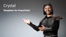  Presentation with warrior - Amazing theme having angry-warrior-against-dark-background backdrop and a dark gray colored foreground
