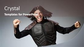 Presentation with warrior - Audience pleasing slides consisting of angry-warrior-against-dark-background backdrop and a tawny brown colored foreground