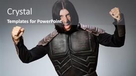  Presentation with warrior - Theme having angry warrior against dark background background and a gray colored foreground