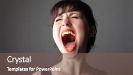  Presentation with farewell girl - Amazing presentation theme having woman crazy - portrait of pretty girl shouting backdrop and a violet colored foreground