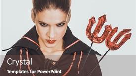  Presentation with carnival - Audience pleasing slides consisting of angry woman in devil carnival costume backdrop and a tawny brown colored foreground