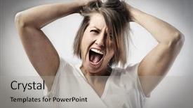 Presentation with angry - PPT theme enhanced with angry woman screaming background and a light gray colored foreground