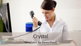  Presentation with angry miners - Beautiful presentation featuring angry woman shouting at phone backdrop and a soft green colored foreground