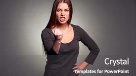  Presentation with angry - Colorful theme enhanced with angry woman threatening the fist backdrop and a  colored foreground