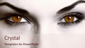  Presentation with evil - Cool new presentation theme with angry womans face - close up of evil look backdrop and a lemonade colored foreground