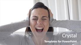  Presentation with woman in maze - Audience pleasing theme consisting of angry womans face - shouting woman backdrop and a gray colored foreground