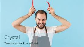  Presentation with angry - Slide deck enhanced with angry-young-bearded-man-cook background and a light blue colored foreground