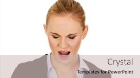  Presentation with angry - PPT theme consisting of angry-young-business-woman-screaming background and a soft green colored foreground