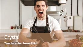  Presentation with cook chef - PPT layouts having angry young man chef cook background and a coral colored foreground