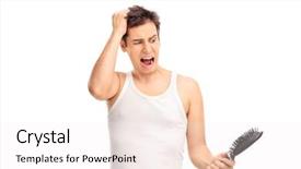  Presentation with loss - Presentation design featuring angry young man loosing hair background and a sky blue colored foreground