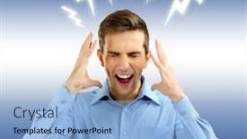  Presentation with angry - Slide deck enhanced with angry-young-man-on-blue background and a  colored foreground