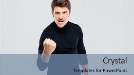  Presentation with angry - Theme having testosterone - angry young man standing background and a teal colored foreground