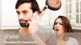  Presentation with angry - Beautiful slides featuring angry young woman hitting men backdrop and a coral colored foreground