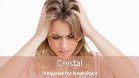  Presentation with angry - Cool new theme with angry young woman placing her hands on her head against a white background backdrop and a coral colored foreground