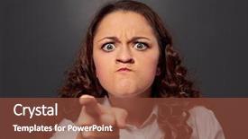  Presentation with angry - Beautiful theme featuring angry young woman pointing backdrop and a tawny brown colored foreground