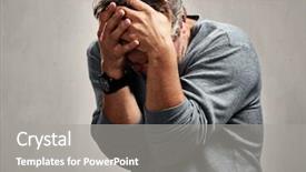  Presentation with anguish - Cool new slide deck with anguish - depressed humiliated man portrait backdrop and a gray colored foreground