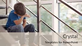  Presentation with anguish - Amazing presentation design having anguish - little boy crying on stairs backdrop and a lemonade colored foreground
