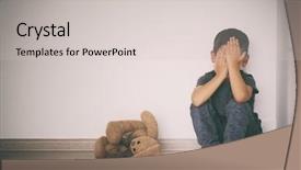  Presentation with anguish - Amazing presentation design having anguish - scared little boy sitting backdrop and a light gray colored foreground