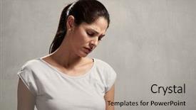  Presentation with anguish - Slide set consisting of anguish - woman headache background and a light gray colored foreground