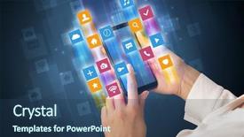  Presentation with application - Cool new slide set with angular fast switching application icons backdrop and a ocean colored foreground