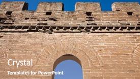  Presentation with castle wall - PPT theme featuring anicent chinese civilization - ancient castle of the great background and a coral colored foreground