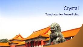  Presentation with ancient forbidden city - Colorful slides enhanced with painting watercolor paint on white paper photos in the studio backdrop and a lemonade colored foreground