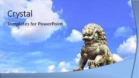  Presentation with ancient forbidden city - Presentation having anicent chinese civilization - ancient lion statue in forbidden background and a light blue colored foreground