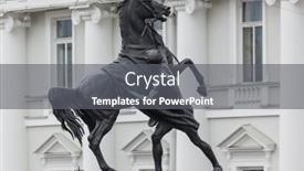  Presentation with horses - PPT theme featuring anichkov-bridge-with-sculptures background and a gray colored foreground