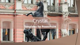  Presentation with horses - Slide deck having anichkov-bridge-with-sculptures background and a coral colored foreground