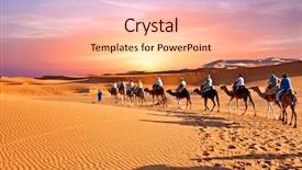  Presentation with camel caravan - Colorful presentation theme enhanced with animal - camel caravan going backdrop and a coral colored foreground