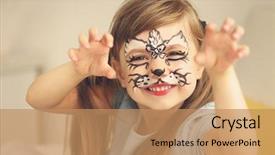  Presentation with funny animal - Slide deck enhanced with animal - portrait of funny girl background and a coral colored foreground