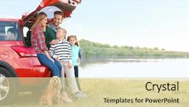  Presentation with young children - Colorful PPT theme enhanced with animal - young family with cute children backdrop and a soft green colored foreground